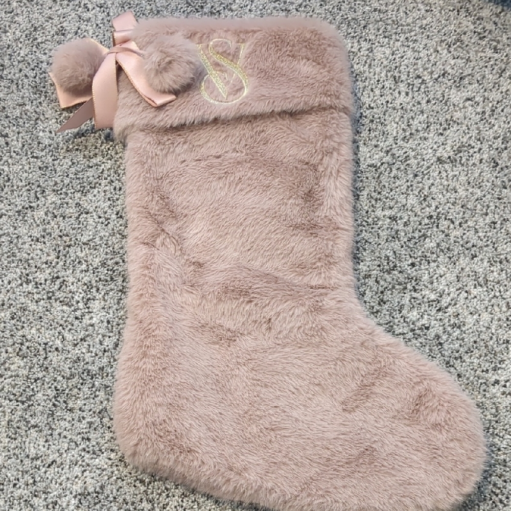 Victoria's Secret Pink and Gold Plush Stocking